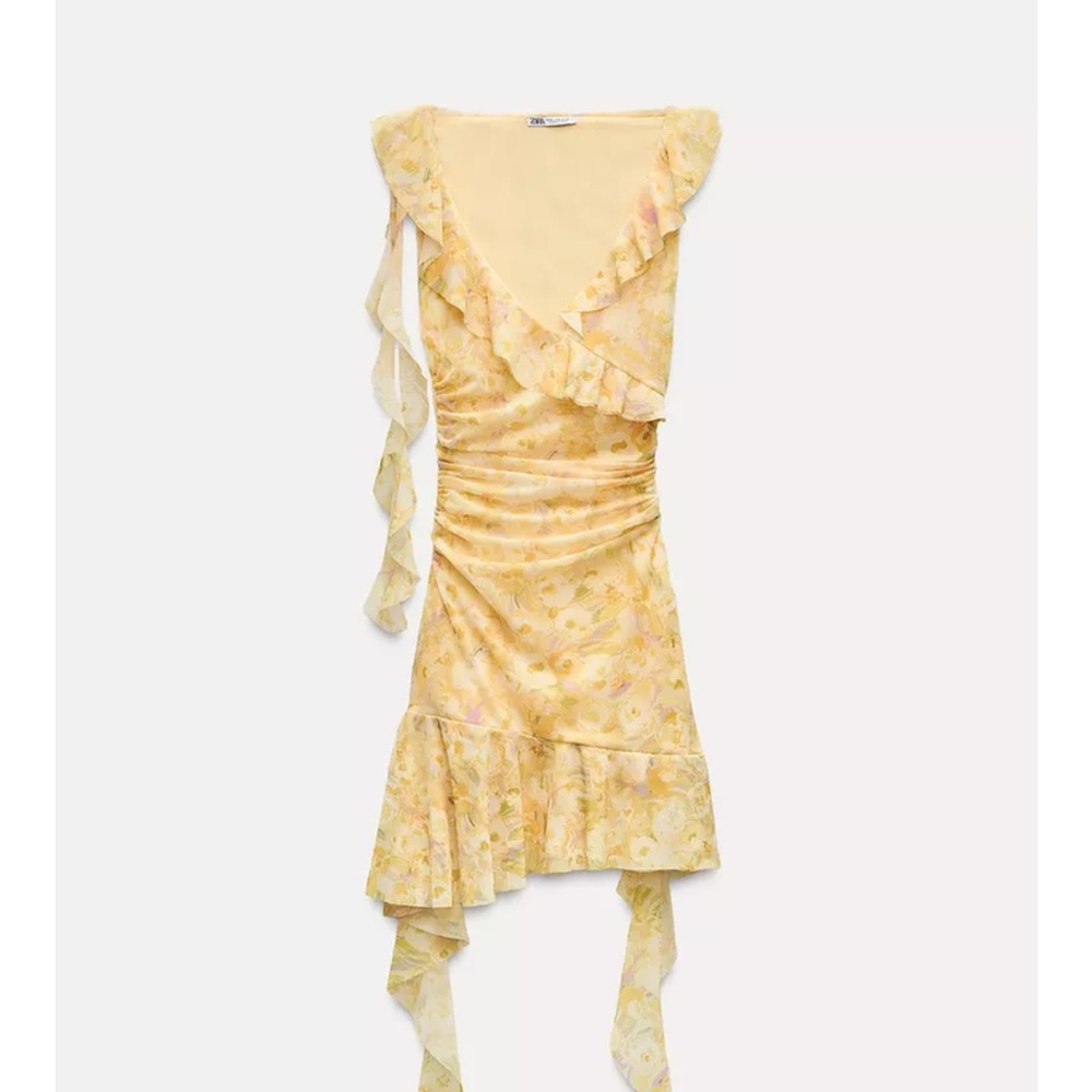 Zara Floral Yellow Ruffle Dress